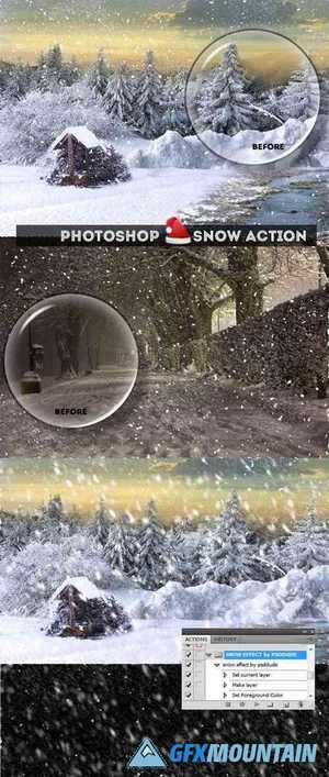 Realistic Snowing Effect Action for Photoshop