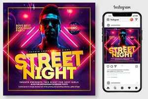 Street Night Party Flyer Template 4445067