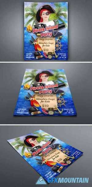 Pirate Island Party Flyer Template 2645365