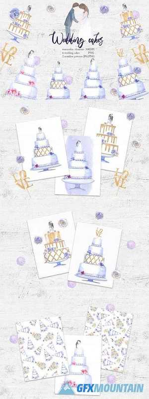 Watercolor Wedding Cakes Clip Art - 429765