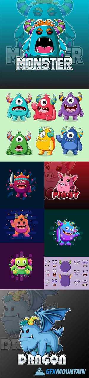 Cute Monsters Illustration Set