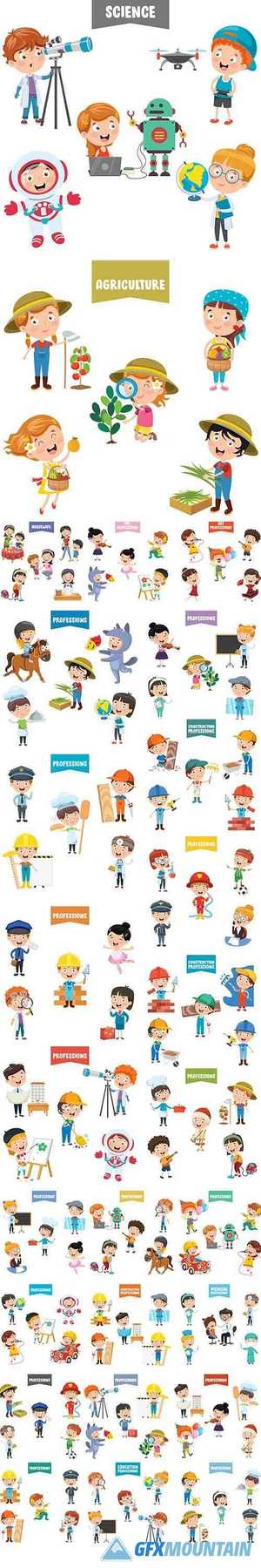 Cartoon Characters Different Professions