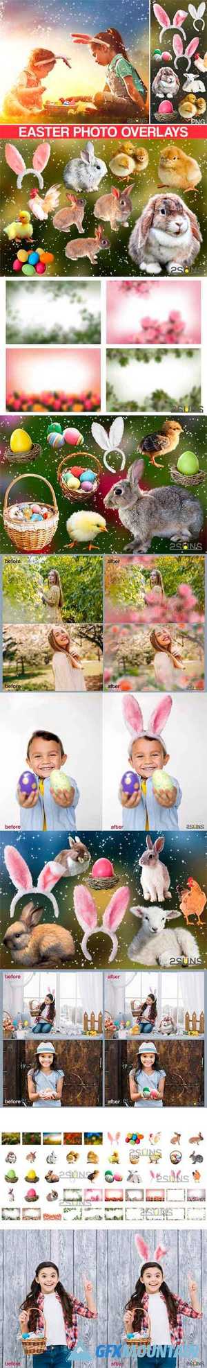 50 Easter photo overlays, spring photo overlay clipart png 
