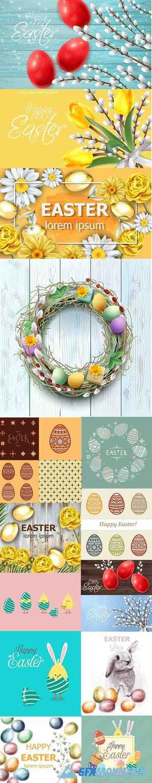 Easter Vector Background and Seamless Pattern