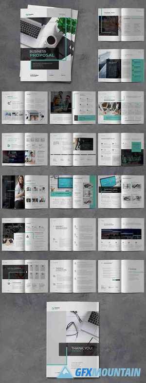 Business Proposal Brochure with Turquoise Accents 334557298