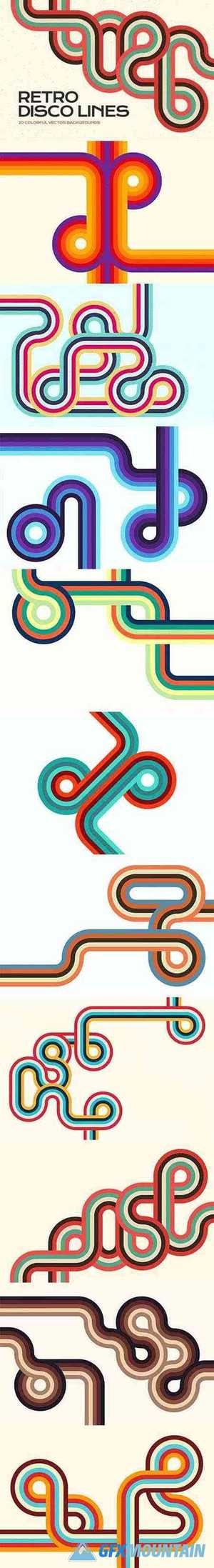 Retro Disco Lines Vector Backgrounds Pack