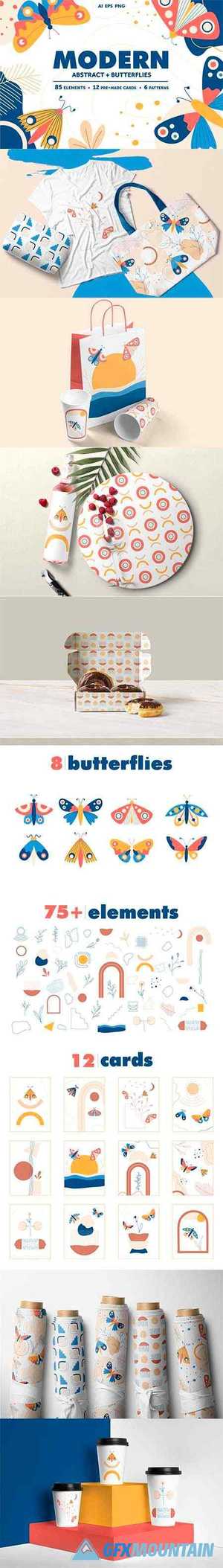 Modern abstract set & butterflies 4798369