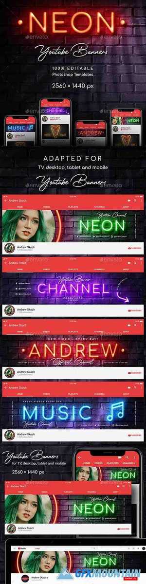 Neon YouTube Channel Art 26303437