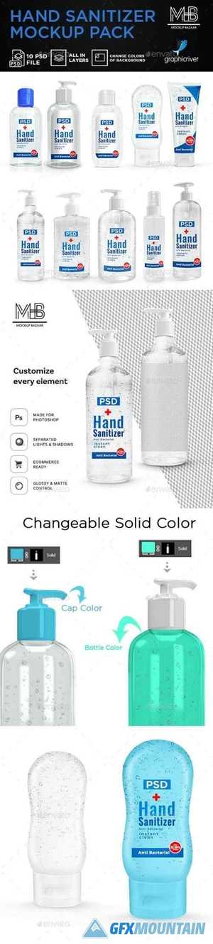 Hand Sanitizer Bottle Mockup Pack 26444405