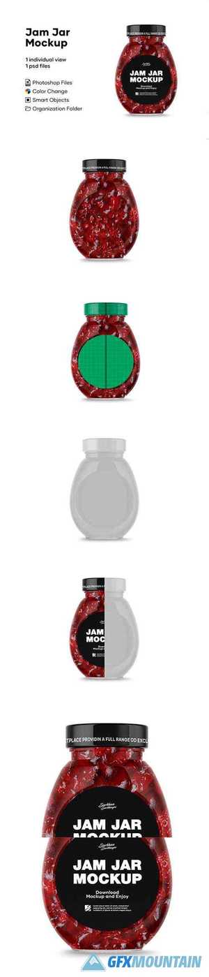 Clear Glass Jar w Strawberry Jam 4888298