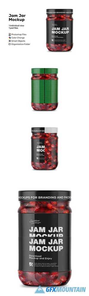 Clear Glass Jar with Fig Jam Mockup 4887987