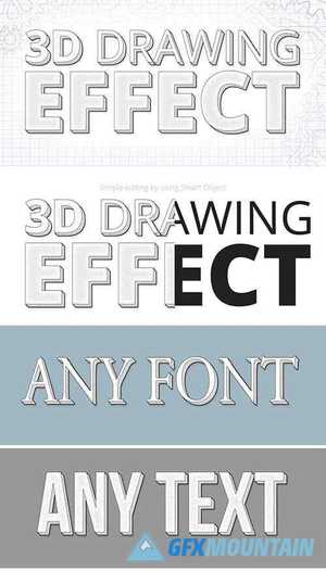 3D Technical Drawing Text Effect Mockup 315679376
