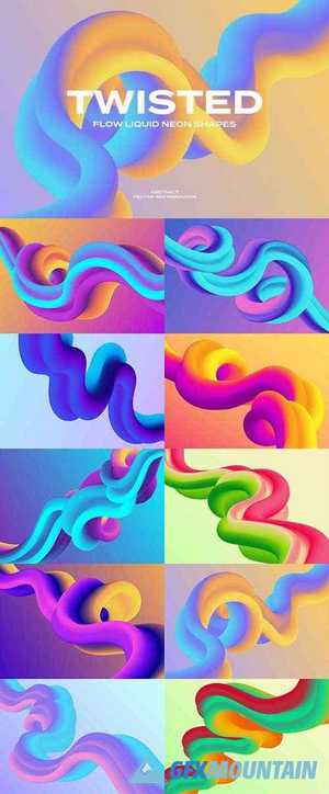 Twisted Neon Shapes Vector Backgrounds