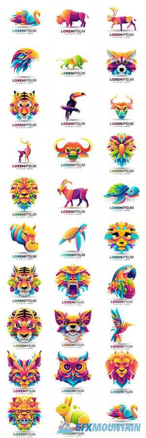 Origami and animal logo design flat color modern