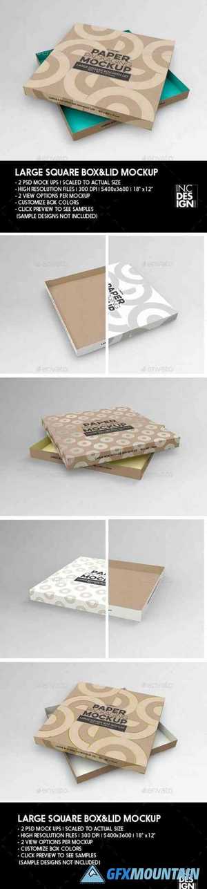 Large Square Paper Box and Lid Packaging Mockup 27036185