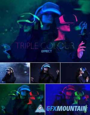 Triple Color Double Exposure Effect Mockup 5045358