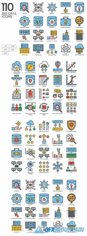 110 Big Data Line Icons