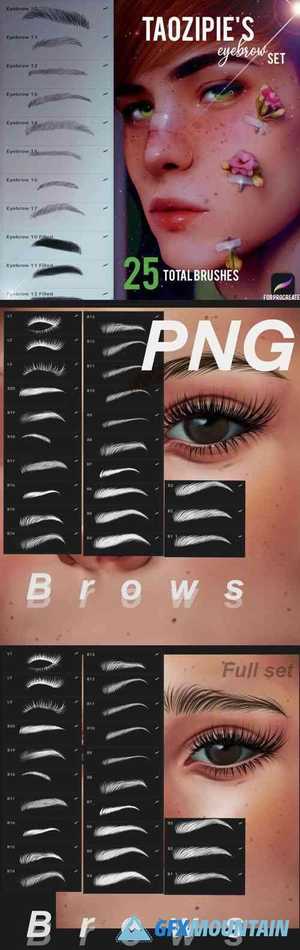 71 Eyebrow Procreate Brush Set + PNGs