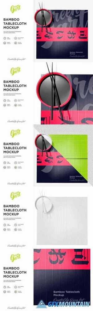 Bamboo Tablecloth Mockup - Top View 2331533