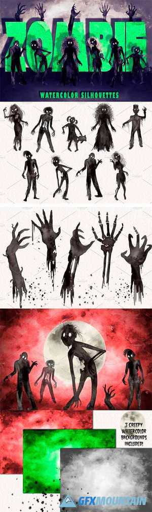 Watercolor Zombie Silhouettes - 5265161