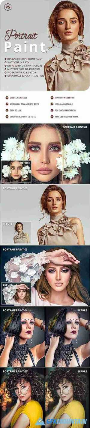 5 Portrait Paint Photoshop Actions 27822401