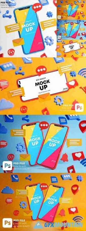 Social Media Icons Smartphone Mockup Pack 28404197