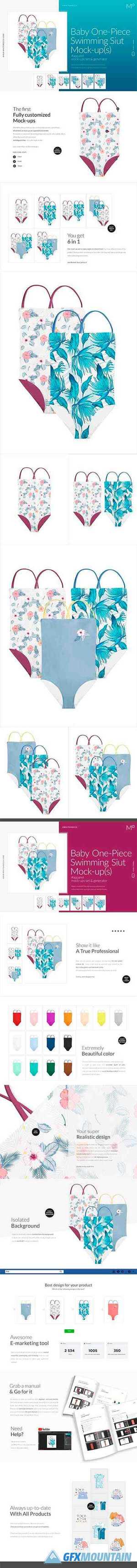 Baby One-Piece Swimming Suit Mock-up 5170895