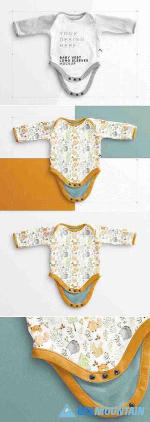 Baby Vest Long Sleeves Open Mockup 381436396