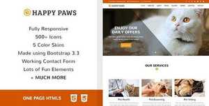 Happy Paws v1.0 - Pet Responsive One Page HTML - 24 March 20 [themeforest, 12904571]