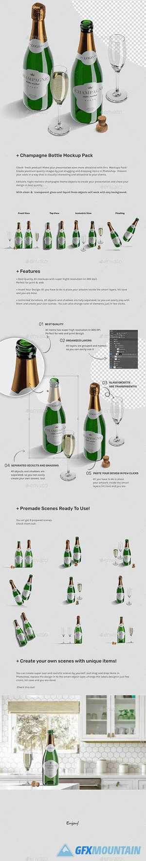 Champagne Bottle Mockup Pack 26775293