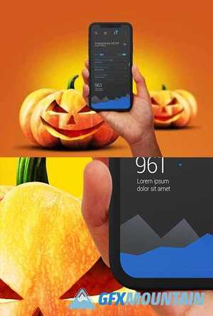 Halloween Mockup Hands Holdind Smartphone