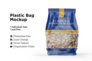 Clear bag with pistachio nuts mockup