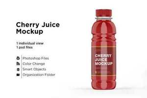Cherry juice bottle mockup