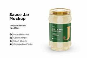 Clear Glass Mayonnaise Sauce Jar Mockup 5558048