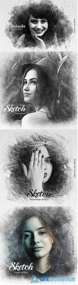 Hand drawing effect photo template