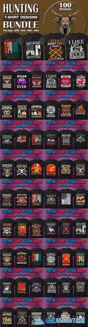 100 Hunting T-shirt Designs Bundle 7157428