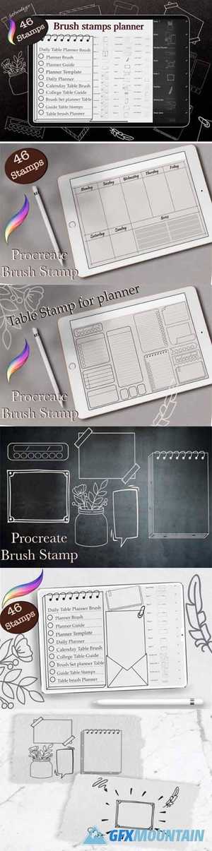Procreate Planner Stamp Brushes, Template 7175638