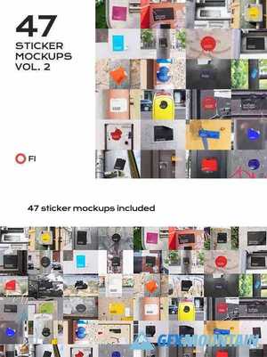 47 sticker mockup bundle vol 2 5358460
