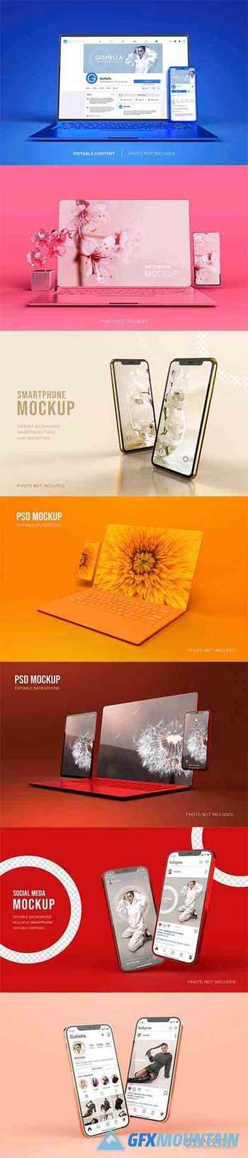 Elegant smartphone and laptop device mockup