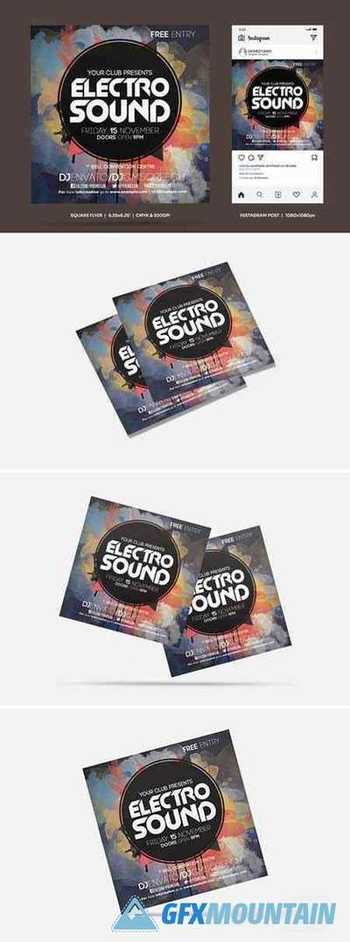 Electro Sound Square Flyer & Insta Post