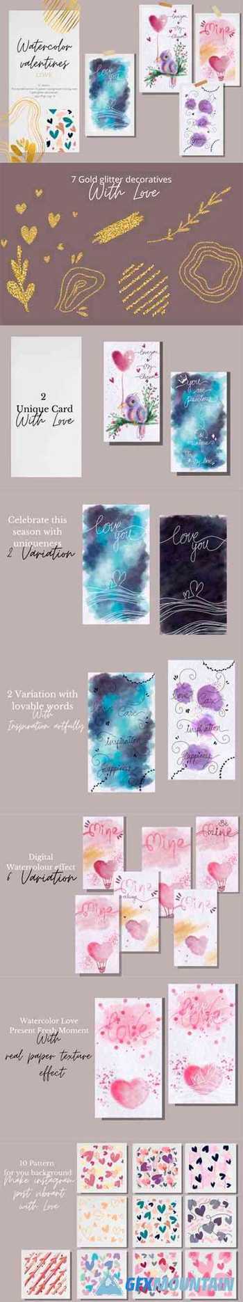 Watercolor Valentines Collection