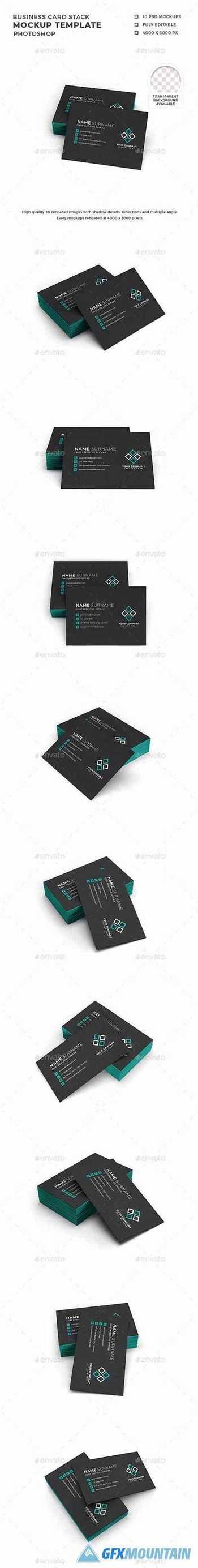 Business Card Stack Mockup Template - 30049199