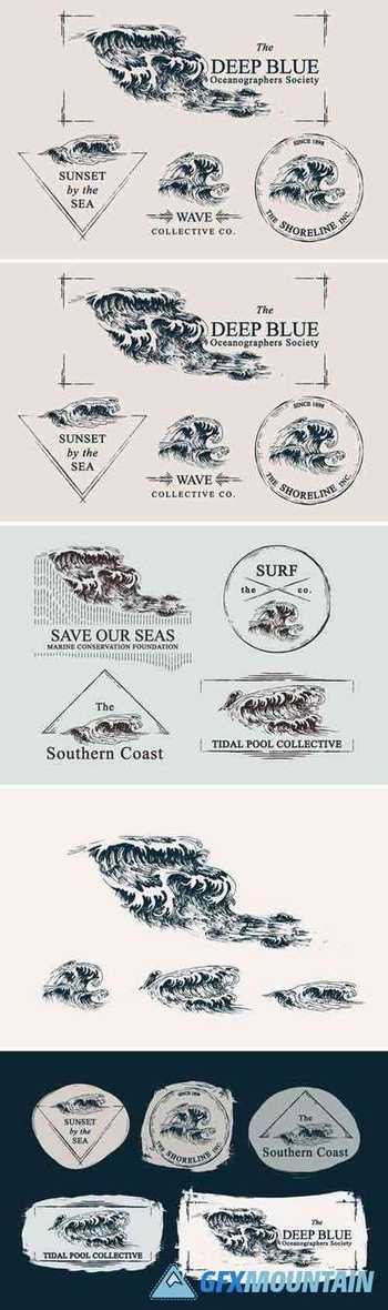 Waves Ocean Illustrations & Templates