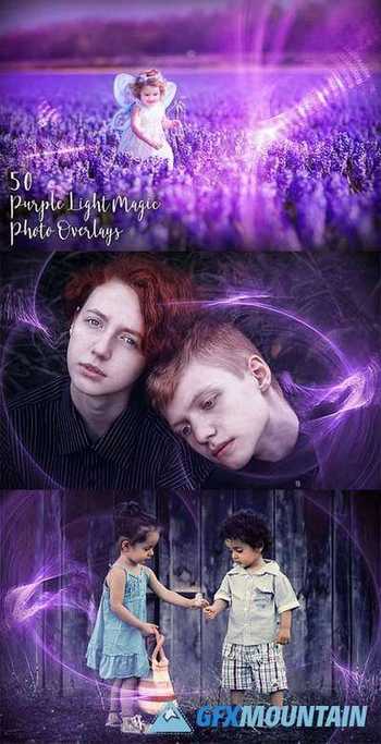 50 Purple Light Magic Photo Overlays