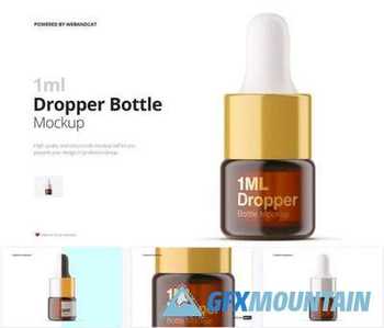 1ml Amber Glass Dropper Bottle Mockup