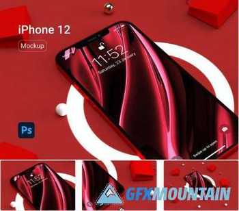 iPhone 12 Red Mockup