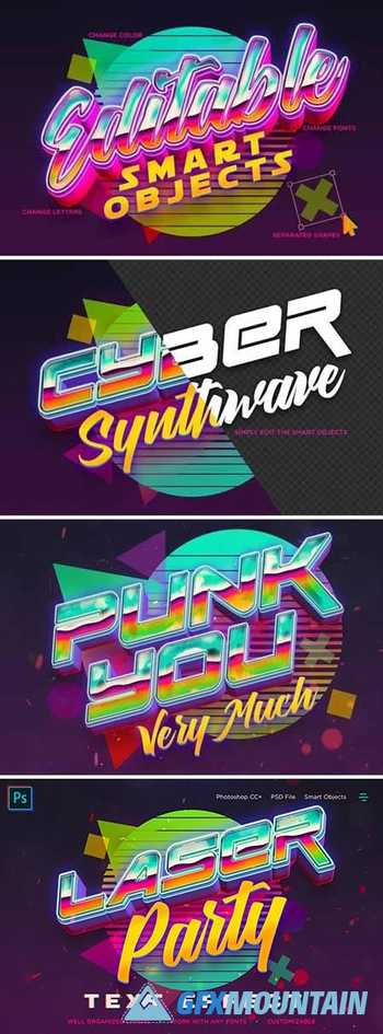 Synthwave Retro Vibrant 3D Text Effects