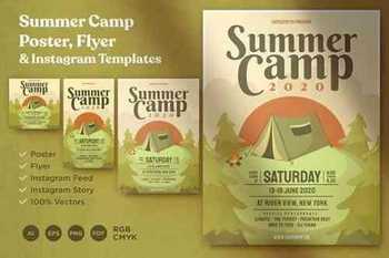 Summer Camp Poster, Flyer and Instagram Template