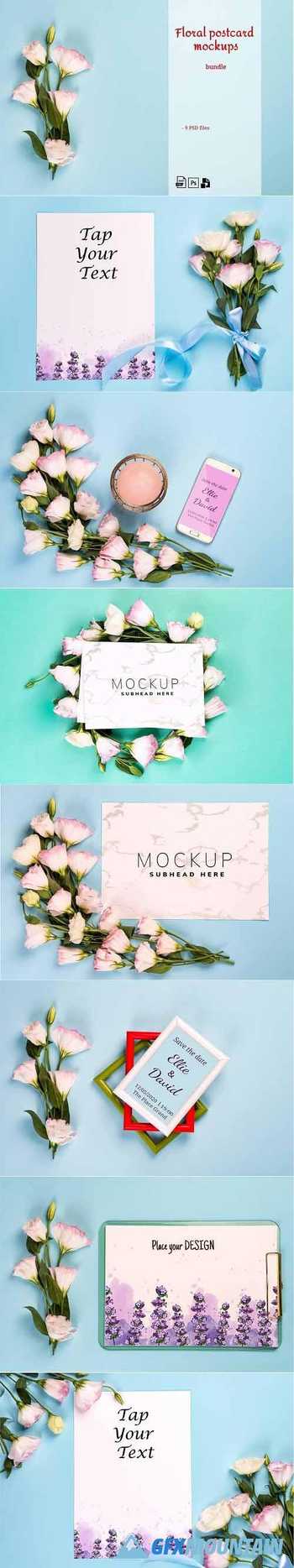Floral postcard mockups