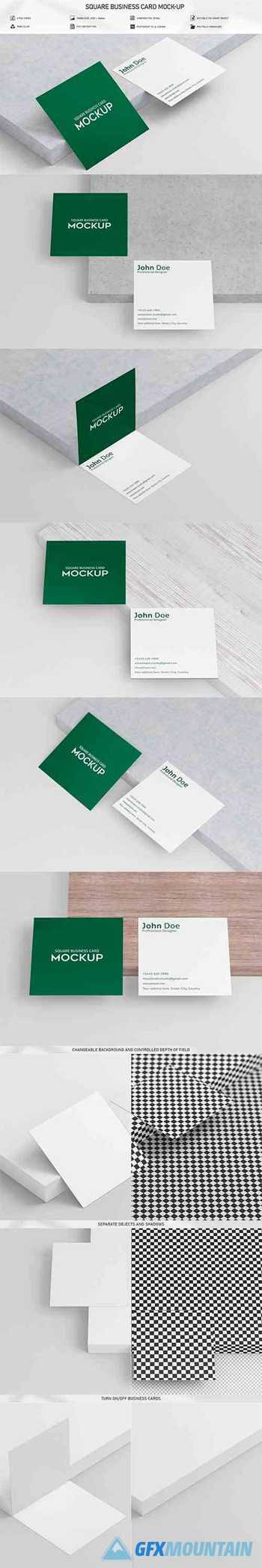 Square Business Card Mock-Up 5832510